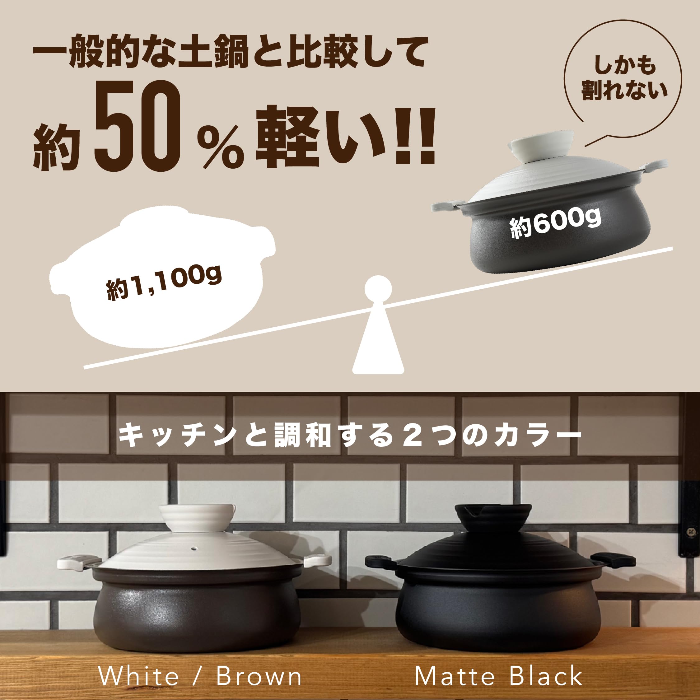 Amazon | 土鍋 【軽くて割れない土鍋風卓上鍋】 一人用 ih対応 手入れ